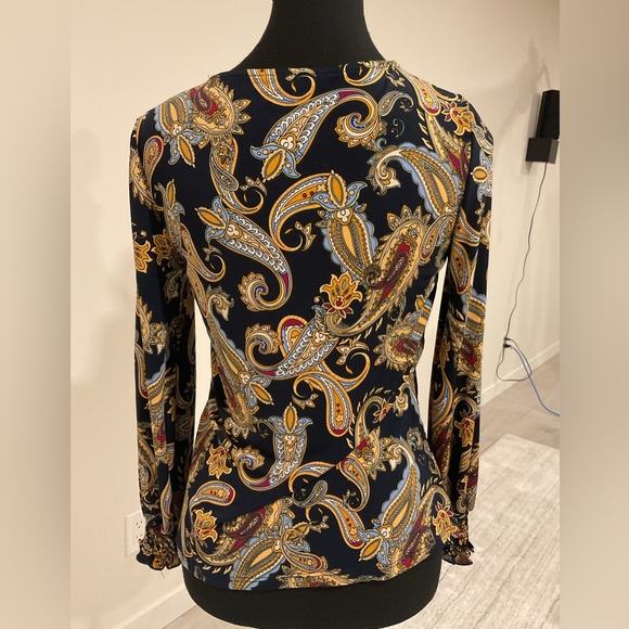 Stylish Paisley Long sleeves Blouse with Smocked   push up cuffs - Picture 2 of 8
